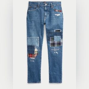 Polo by Ralph Lauren Blue Slim Straight Jeans with Plaid Patches